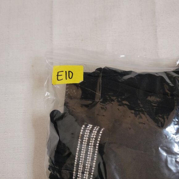 Luxe by Carmen Marc Valvo Black High Neck Rhinestone Keyhole Dress Size Medium - Picture 9 of 9